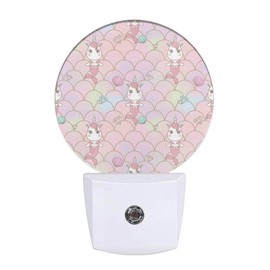 Uanvaha Unicorn Mermaid Night Light Colorful Teal Rainbow Fish Scales Night Lights Plug into Wall for Boys Girls, Led Lamp for Stairway/Hallway/Bedroom 0.5W Nightlight Sleep Friendly