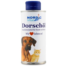 Dorschöl 250 ml 100% rein in der Blechflasche für Hunde und Katzen -frischer Dorschlebertran als Futterzusatz und Barf Öl - Omega-3- & Omega-6 Fettsäuren