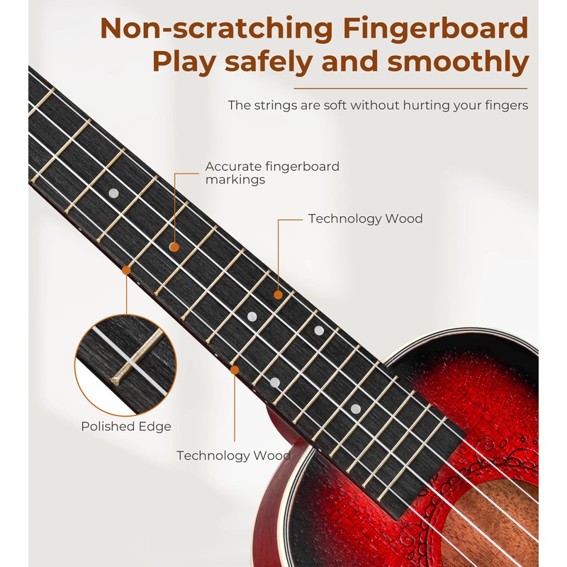 Vangoa Ukulele for Beginners, 23 Inch Ukulele Kit Mahogany Bundle