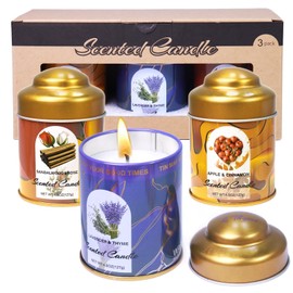 Apple & Cinnamon and Lavender & Thyme and Sandalwood & Rose Aroma Scented Candles