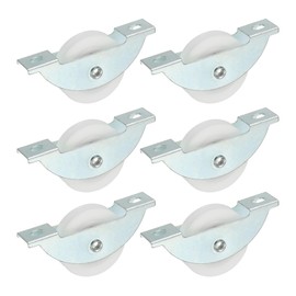 PATIKIL 34mm Sliding Door Nylon Pulley, 6 Pcs Furniture Roller Wheels 5mm Hole Distance for Screen Door Wardrobe Cupboard Closet, Silver