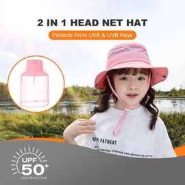 Kids Mosquito Head Net Hat - Bug Cap UPF 50+ Sun Protection for Beekeeping Garden Fishing
