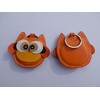 Key Ring with Funny Owl Pendant Made of Real Leather,