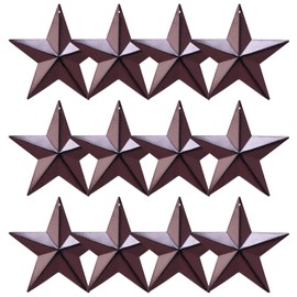 MGSYPHOME 3.8 Inch Metal Star, Barn Star for Home Decoration, Country Rustic Primitive Vintage Gifts Black Metal Barn Star Wall/Door Decor, Set of 12, Set of 12. (Matte Burgundy)…