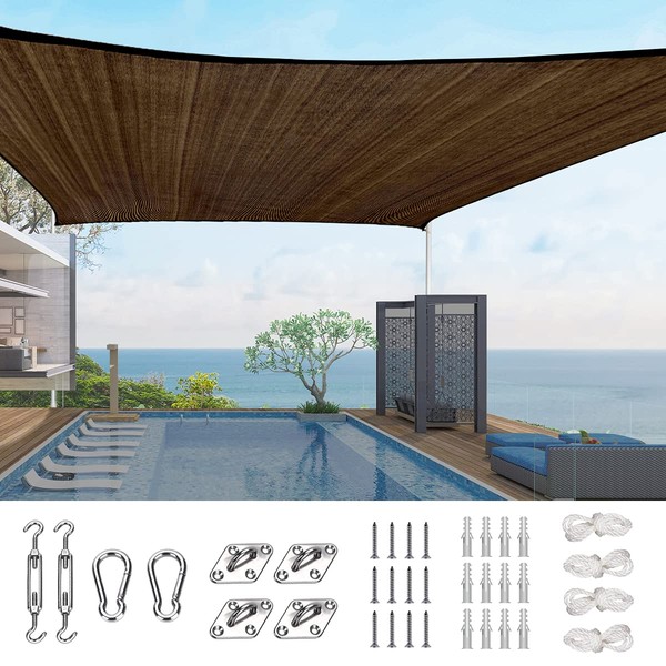 Quictent 20X20FT 185G HDPE Square Sun Shade Sail Canopy 98%