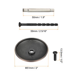 PATIKIL Door Hole Cover Plate, 2 Inches Zinc Alloy Flower Round Deadbolt Cover Plate Door Reinforcement Plate for Door Hole Filling (Red Patina)