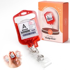 YOPPIX Liquid-Filled Blood Badge Reel, Shaker Retractable Badge Reel for Nurses, Doctors, Paramedics, Phlebotomists, Medical Workers, Office (Blood A)