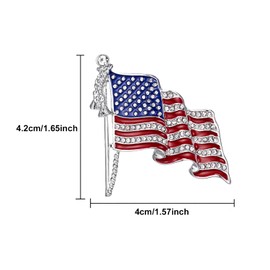 1Pcs American Flag Pin, American Flag Lapel Pins, Waving USA Flag Pins, Sparkling Rhinestone Brooch Pins for Hats Backpacks Clothes, Patriotic Jewelry for Women Men Girls