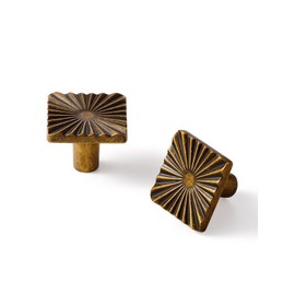 SORWDUERM GT 2 Pack antike Messing Schrankknöpfe Quadrat Vintage Schublade zieht Bad Kommode Griffe Hardware Zinklegierung