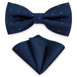 AUSUAYA Men's Bow Tie and Pocket Square Set, Unisex Design Bow Tie and Pocket Square for Business Formal Tuxedo or Wedding MB-T8, navy blue