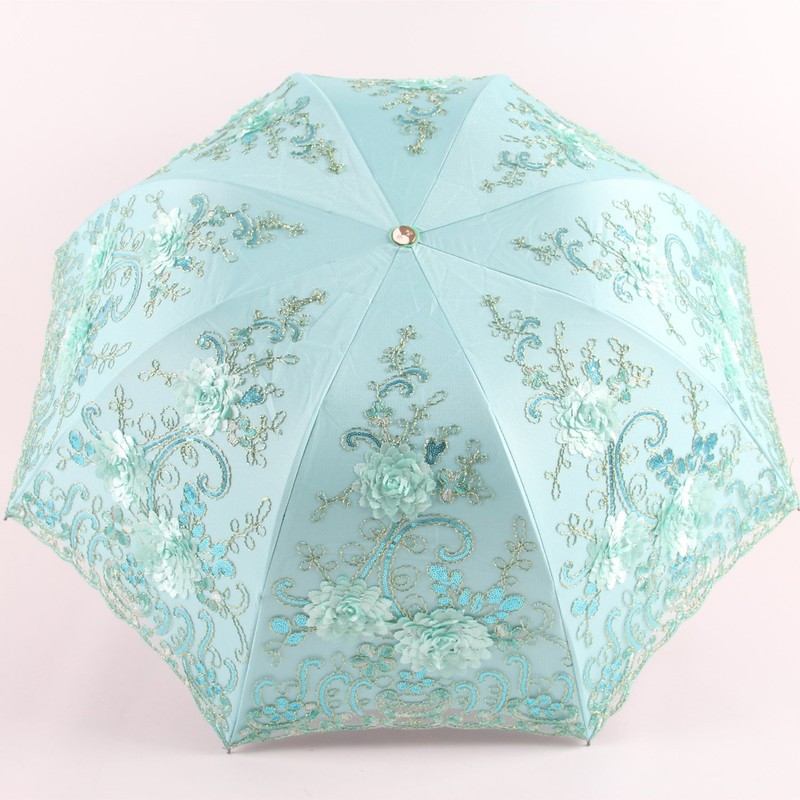 Honeystore Vintage Lace UV Sun Parasol Folding 3D Flower Embroidery