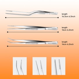 TOWOT 3PCS Stainless Steel Tweezers Set, Craft Tweezers with Serrated Tip Multipurpose Tweezers for Stamp, Jewelry, Hobby, Crafts, Industrial, Electronic