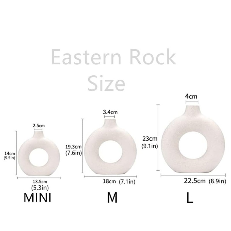 Eastern Rock White Ceramic Vases for Pampas Grass,Water Drop Design