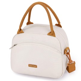 Insulated Lunch Bag for Women, Lunch Bags for Women Cooler Tote Large Lunch Box for Women, Boite a Lunch Femme Reusable Leakproof Womens Lunch Bag for Work, Picnic, Camping, School, BBQ(Off-White)