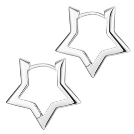 Star Hoop Earrings Sterling Silver For Women, Sterling Silver Star Earrings, For Women Gifts Valentine's Day Birthday (Silvery)