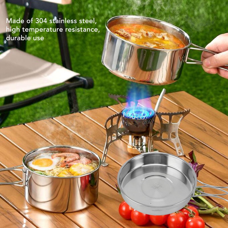 6PCS Portable Cookware Set Rapid Heating 304 Stainless Steel Efficient