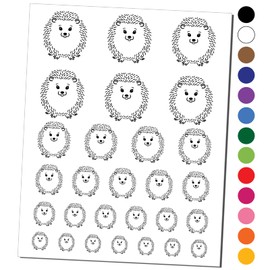 Sweet Hedgehog Front Temporary Tattoo Water Resistant Fake Body Art Set Collection - Black (One Sheet)