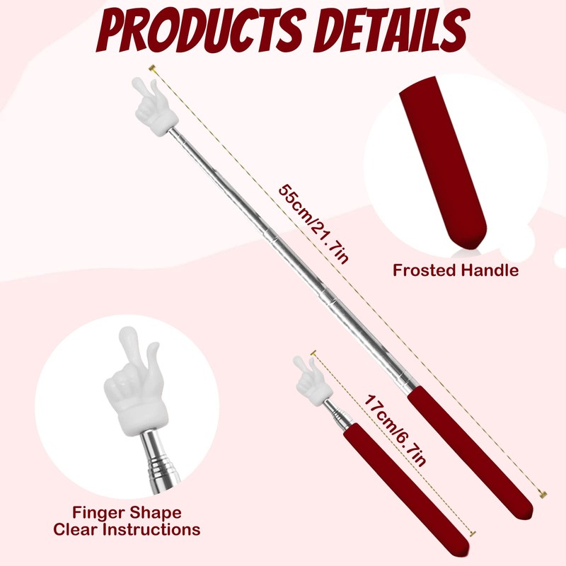2 Pcs Telescopic Teacher Pointer Finger, Mini Retractable Hand Pointer