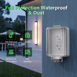 BSEED 20 Amp GFCI Outdoor Electrical Outlet Box, IP66 Waterproof & Lockable Enclosure, Outdoor Outlet Box with Weather & Tamper Resistant GFCI Receptacle for Gardens, Yards, UL Listed