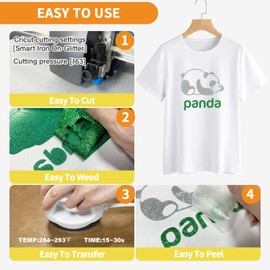 WRTUUED Glitter HTV Heat Transfer Vinyl Rolls 12" x10ft - Iron On Vinyl HTV for All Cutting Machines, Easy to Cut & Weed & Transfer, DIY T-Shirt Material for Apparel (Black)