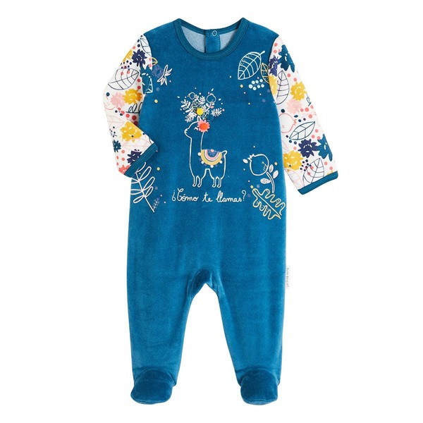 Petit Béguin - Lamapampa Velvet Baby Pyjamas, Blue