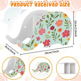 ORIGACH Elephant Shape Pencil Holder With Phone Stand Pen Pencil Holders for Desk Office Decor Accessories with Phone Stand Marker Brush Holders Desk Organizer, Flowers