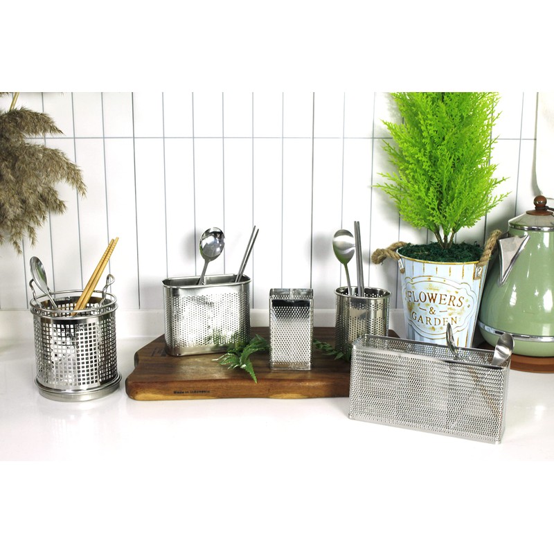 LENITH Stainless Steel Kitchen Round Utensil Holder - Weighted Base