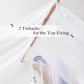 NICETOWN Kids Bed Canopy for Nursery - Decorative Soft Voile Sheer Window Scarf DIY Ascot Top Bed Scarf for Princess / Baby (White, W114 x L160, 1 Panel)