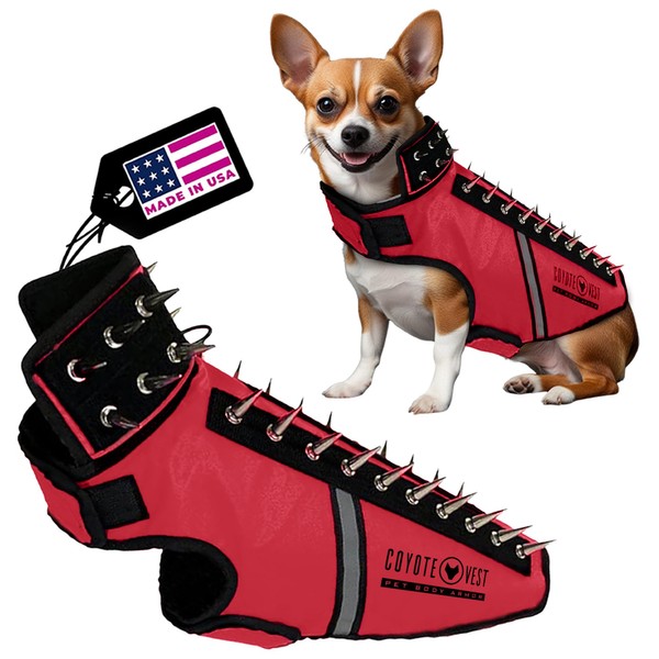 CoyoteVest SpikeVest Dog Harness Vest for Small Dogs, Reflective Dog