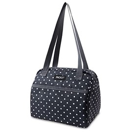 PACKIT Freezable Hampton Tote Bag - Stylish Design Picnic Lunch Cooler Bag for Travel, Cool On-The-Go Convenience - 27x20x22cm (Polka Dot)