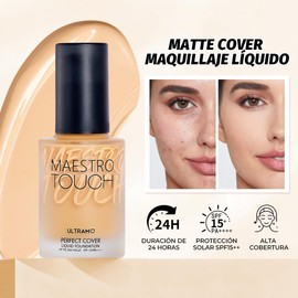 ULTRAMO Base de Maquillaje Matifica y Controla el Brillo Larga Duración Alta Cobertura, Prueba de Agua y Sudor Resistente a Transferencias, Incluye una Esponja de Maquillaje Color Aleatorio, NC42