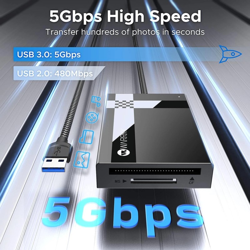 Warrky 7 In 1 Usb A Memory Card Reader 5Gbps