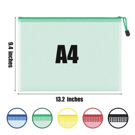 Dynta Mesh Zipper Pouch Bags, 40 Pieces Colorful A4 Letter Size Waterproof Travel and Transparent Mesh Zipper, Zipper Pouch for Storing & Organizing, Files & Documents