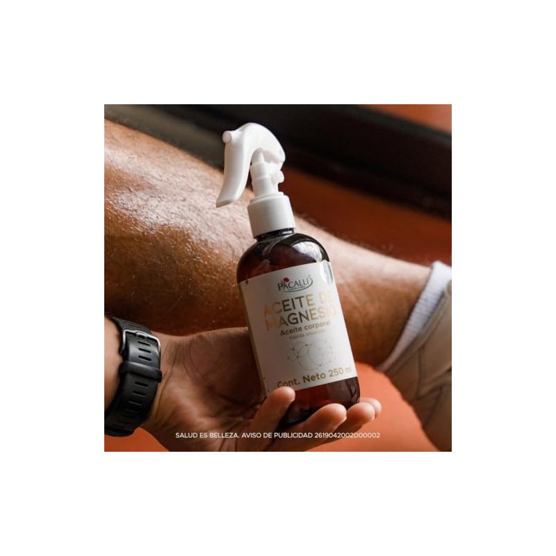 Pacalli Aceite de Magnesio con Cloruro de Magnesio para Masaje,