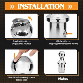 60618 Puck System Gooseneck Ball Kit, 2-5/16 Inch Gooseneck Ball with Box for Truck Bed Compatible with 2013-2024 Dodge RAM 2500 3500, 2 Gooseneck Safety Chain Anchors 30000 lbs GTW/ 7500 lbs VTW