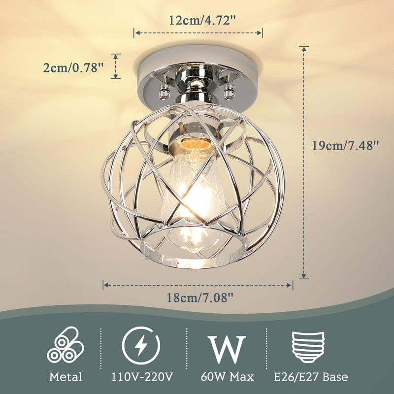 Loiogohot Hallway Ceiling Light Fixtures,Flush Mount Ceiling Lights Metal Cage