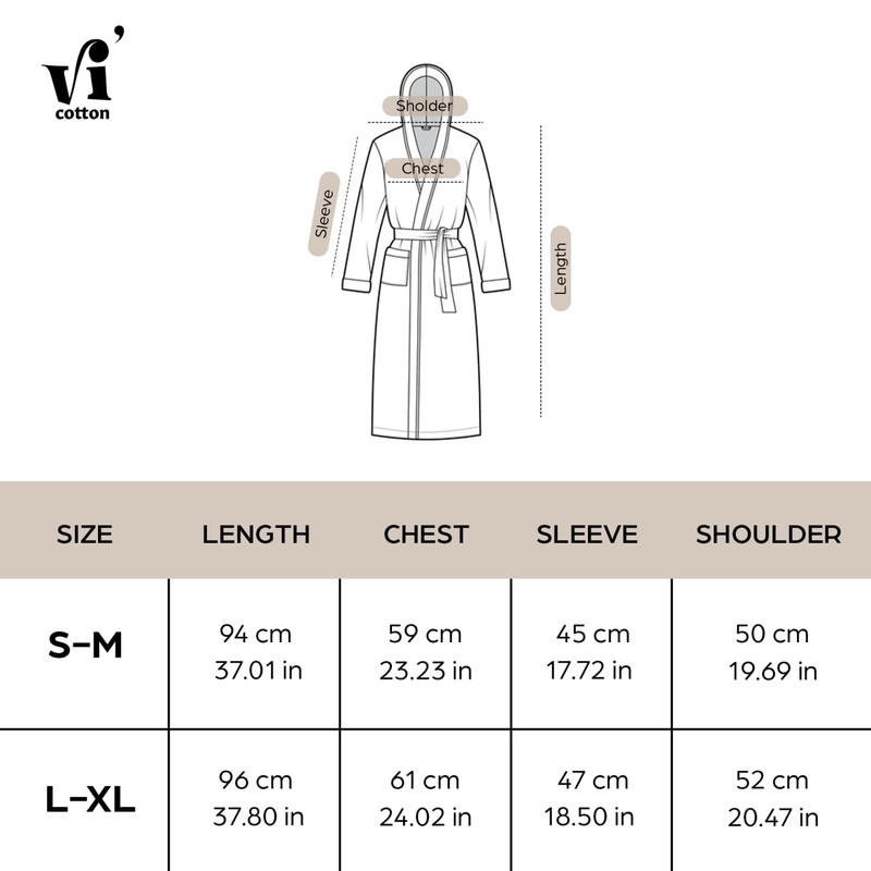 Vi’Cotton%100 Turkish Cotton Hooded Robe-Soft Comfortable Bathrobe for Women and