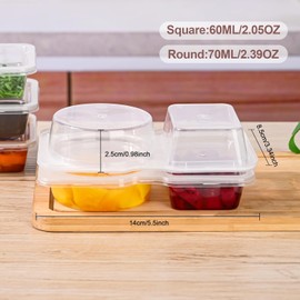 Collenatsy Reusable Snack Container, Double Compartment Snack Pack Container with Lids,Thickened and Portable Sauce Condiment and Dip Containers for Work/Picnic/Travel (10PCS)