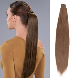 JJstar 70cm Straight Ponytail Extension, Clip-in Wrap Around Synthetic Hairpiece for Women