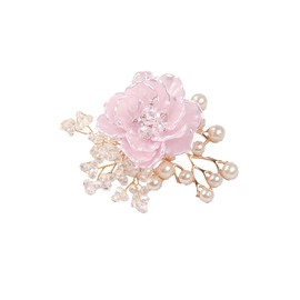 FYBownot Uniform Accessories, Flower Brooch + Hairpin Corsage, Hair Ornament, Dual-Used, Beads, Plastic Petals, Chest Decoration, Clothes Accessories, Pin, Jewelry, Present, Gift, Alloy Steel Plastic