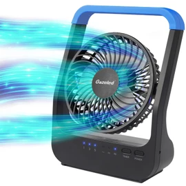 Gazeled Battery Operated Fan, Camping Fan Battery Powered, Super Long Lasting, 5'' Portable D-Cell Battery Powered Desk Fan with Timer, 3 Speeds, Quiet, 180° Rotation, for Office,Bedroom,Outdoor, F24