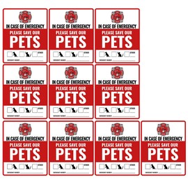 AIMALL 10PCS Emergency Pet Alert Stickers 4x5in Waterproof Vinyl Safety Decals with Writable Area for Dog Cat Rescue, Heat and Scratch Resistant Window Door Signs