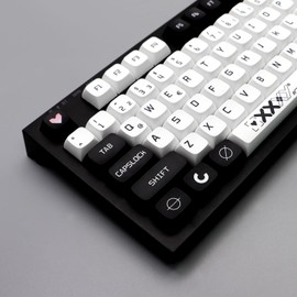 JSJT German Keycaps XDA Profile Black and White Keycaps 129 Keys Theme Keycaps PBT Keycaps for ANSI/ISO Layout Cherry MX Switch Mechanical Keyboards