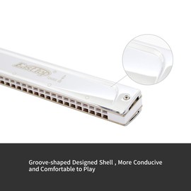 East Top 24 Hole Tremolo Harmonica in Low D - Professional Mouth Organ for Players, Beginners, Students - Musical Instrument Gift