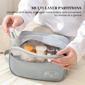 Kytpyi Kulturbeutel Herren, Kulturtasche zum Aufhängen, wasserdichte Große Kulturtasche Herren mit Griff Haken, Tragbare Waschtasche für Dienstreise Camping Strand (Grau)