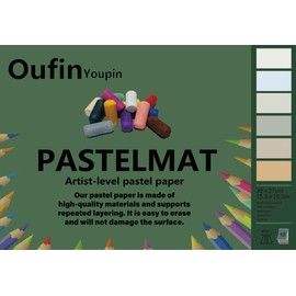 Oufin Youpin Sanded Pastel Paper Pad for Artists - (15.3×10.6Inches) 39 x 27 cm - 600gsm - 12 Sheets of 6 Assorted Colors -Heavyweight Drawing Paper Pad for Pencils and Soft Oil Charcoal Pastels