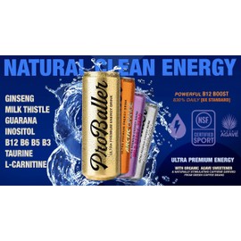 ProBaller Ultra Premium Zero Sugar Energy Drink - Natural & Clean NSF Certified Sport Drink with Amino Acids, Taurine, Biotin, Vitamin B 12 Methylcobalamin, & Electrolytes - 15 Pack - Wild Berry