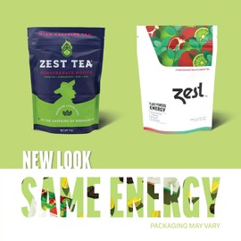Zest Tea Premium Energy Hot Tea, High Caffeine Blend Natural & Healthy Black Coffee Substitute, Perfect for Keto, 135 mg Caffeine per Serving, Pomegranate Mojito Green Tea, 4 Oz Loose Leaf