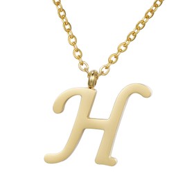 Morella Ladies' Necklace with Letter Pendant, Stainless Steel Gold, in Gift Bag., Stainless Steel