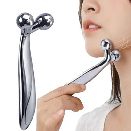 Votvlog 3D Face Massager Rotating Thin 360° Face Lifting Roller Y Shape Relaxation Shaping Massaging Household Instrument Reduce Facelift Anti-Ageing Skin Tightening (Silver)